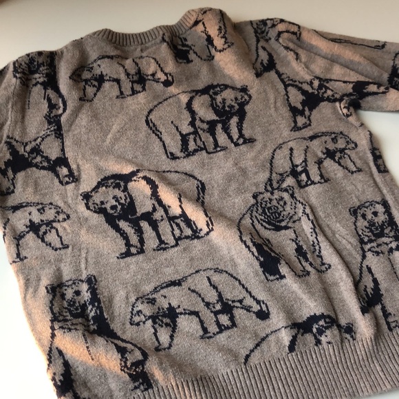Gymboree Sweater Grizzly Bear Taupe w/Navy Blue Bears - Picture 5 of 7